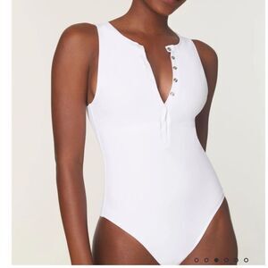 Andie Swim The Malibu One Piece LT White size large long torso NWT